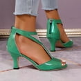 thumbnail image 6 of Viluyesy Womens Heeled Sandals, Open Toe Back Zipper Sexy Mesh Office Wedding Party Shoes Green, 6 of 8