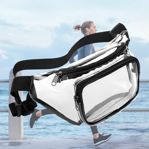 Bolsa De Hombro Bolsa de mensajero de PVC, bolsa de cinturón transparente portátil para deportes al aire libre (negro)