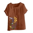 thumbnail image 5 of Xuyuer Women Tops Causal Summer Short Sleeve Oversized T Shirts Loose Blouses Fashion Round-Neck Comfy Women Tunic Tee Shirts Tops Loose Fit Regular Blouse, 5 of 5