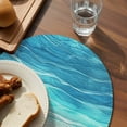 thumbnail image 4 of Round Placemats Ocean Wave 15 inch Set of 4 Table Mats for Dining Table Ombre Turquoise Beach Heat Resistant Non-Slip Kitchen & Home Decorative Place Mat Set, 4 of 7