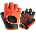 thumbnail image 2 of COMVALUE Womens Workout Gloves Low Sweat Mesh Fabric w/Grip-Lock Silicone Palm (Orange, M), 2 of 3