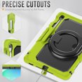 thumbnail image 6 of Case for Samsung Galaxy Tab S10 FE+ Plus 13.1 inch 2025, 360 Rotating Stand Handle Pencil Holder Shoulder Strap Heavy Duty Shockproof Cover, Lime, 6 of 7