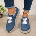 thumbnail image 4 of Women's Platform Canvas Walking Shoes Breathable Lace Up Non Slip Work Shoes with Arch Support Comfortable Slip On Sneakers Blue Size 8.5, 4 of 8