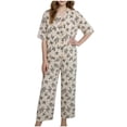thumbnail image 2 of SGFCWSX Girls 2 Piece Outfits Teens Graphic Print Button Front Half Sleeve Wide Leg Pants Casual Clothing Sets Khaki Size 13-14 Years, 2 of 6