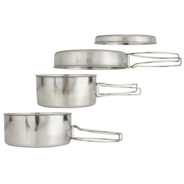1 Set Camping Pot Pan Set Stainless Steel Camping Cookware Camping Cooking Utensils