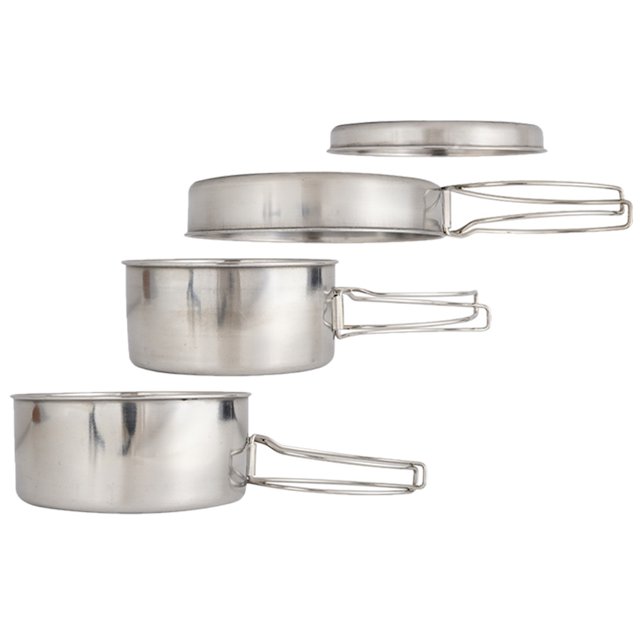 BESTYASH 1 Set Stainless Steel Camping Cooking Gear for Multipurpose Use Silver