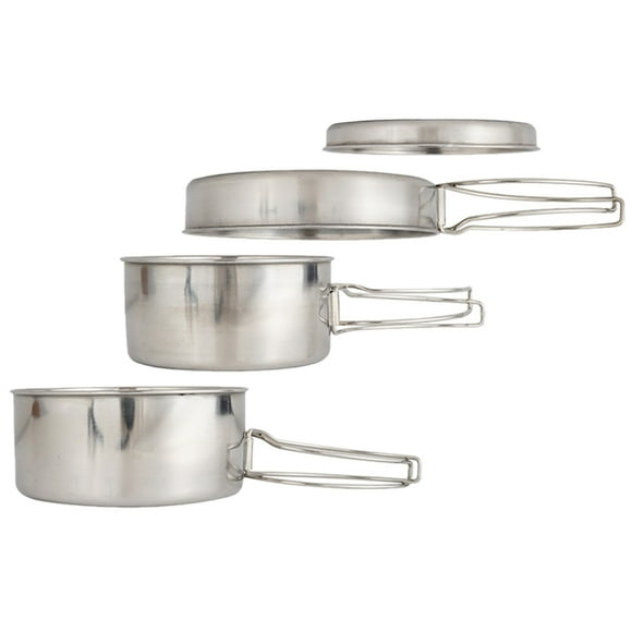 BESTYASH 1 Set Stainless Steel Camping Cooking Gear for Multipurpose Use Silver