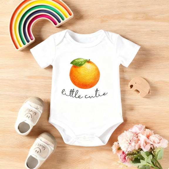 Cute Fruit Print Baby Onesie, Unisex Short Sleeve Bodysuit for Newborn Infant Toddler, 99% Cotton Soft Baby Outfit, Trendy Baby Girl & Boy Clothes, Perfect Baby Shower Gift