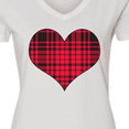 thumbnail image 4 of Inktastic Red Plaid Heart Women's V-Neck T-Shirt, 4 of 5