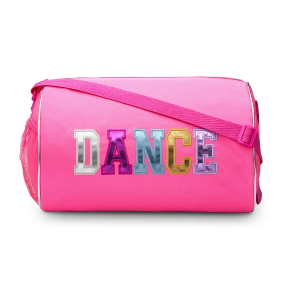 Colorful Dance Duffle Bag for Girls, Water-resistant Kids Travel Bag with Adjustable Carry On and Handy Pouch, Dance Accessories For Girls -Fuchsia One Size