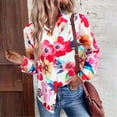 thumbnail image 1 of Pntutb Camisa De Solapa De Manga Larga Con Botones Estampado De Flores Para Mujer Liquidación Pntutb Pntutb-17, 1 of 5