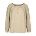 thumbnail image 3 of Women's Sweater 2023 Fall Solid Color Neck Pullover Bottoming Loose Knit Sweater Top Blouse, 3 of 7