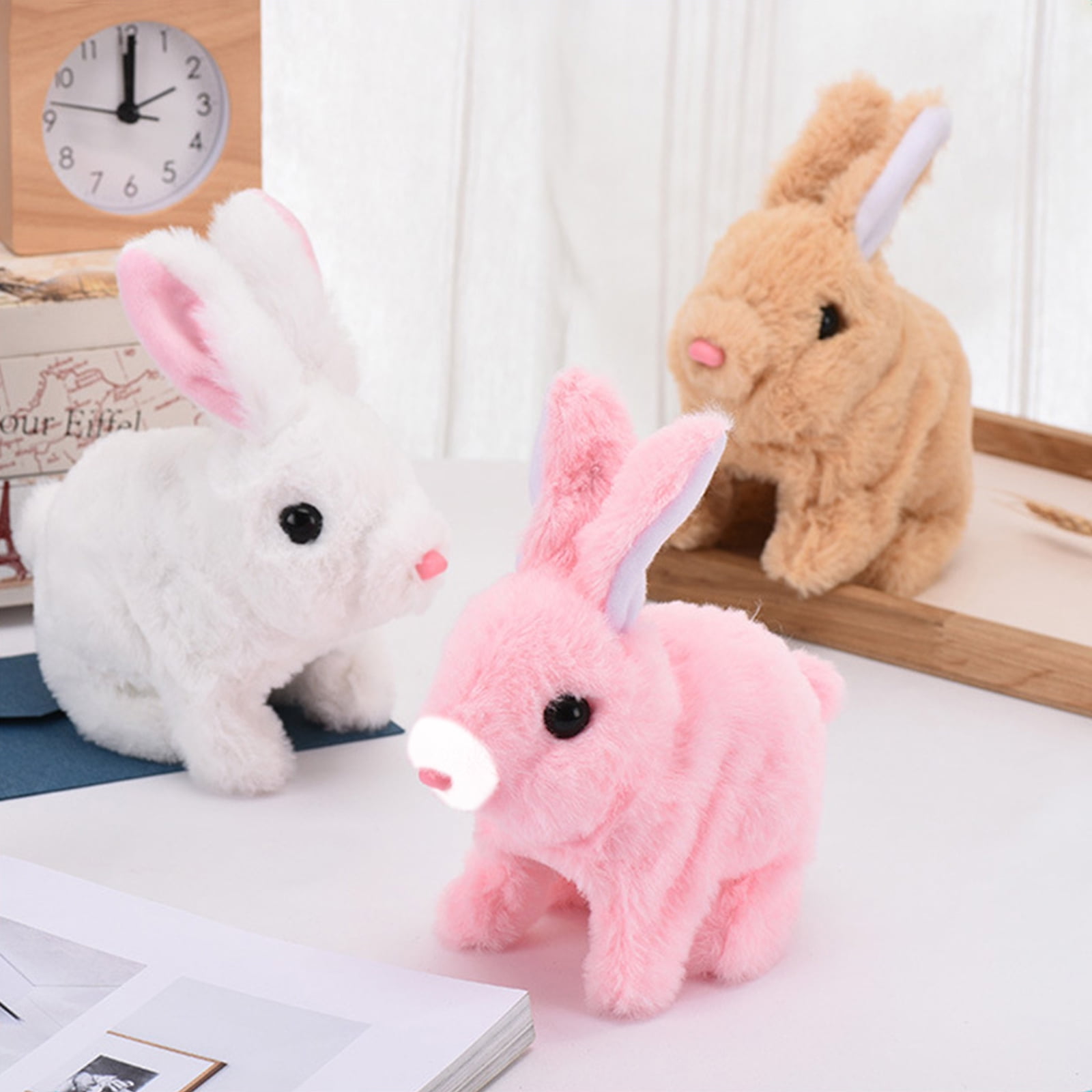 Electric Rabbit Toy Plush Bunny Battery Operated Hopping Animal Rabbit Interactive Toys Gifts for Children Boy Girls 3pcs