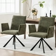 thumbnail image 3 of Kidol & Shellder Boucle Dining Chair Comfy Swivel Kitchen Chair Modern Computer Chair Vanity Chair with High Back and Arms for Home Kitchen Makeup Room, Green, 3 of 8