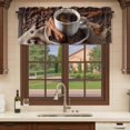 thumbnail image 6 of Hot Coffee Curtain Valances for Windows, Kitchen Valance Window Treatments Panel 2 Pack, Cinnamon Cafe Beans Latte Cup Rustic Vintage Rod Pocket Short Curtains for Bathroom Bedroom 42 x 18 Inch, 6 of 8