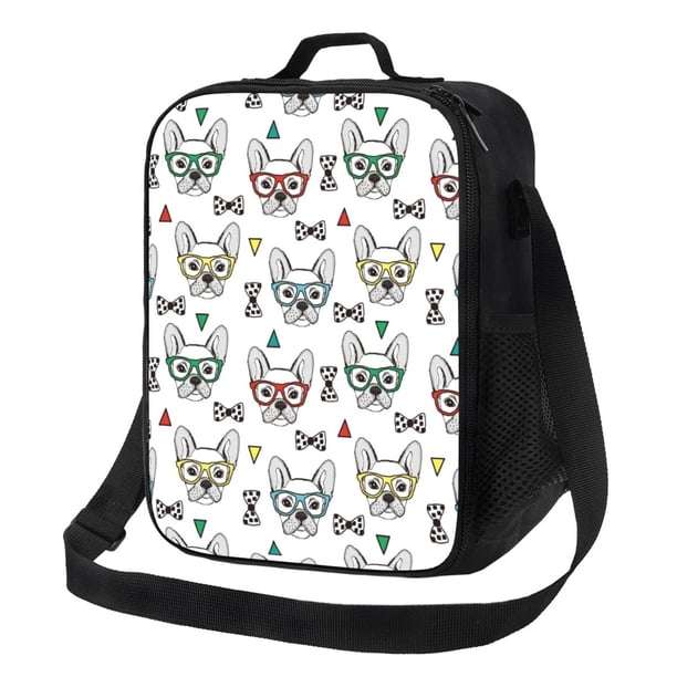 Balery Cute French Bulldog Caja de Almuerzo y Bolsa de Almuerzo para Hombres y Mujeres, Bolsa de Almuerzo Reutilizable con Gran Capacidad, Bolsa de Almuerzo Aislada
