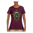 thumbnail image 2 of Brotherhood Biker Motorcycles Cross and Skull Pop Culture Womens Graphic T-Shirt, Maroon, Large, 2 of 3
