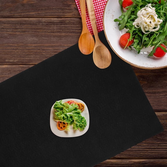 OUNONA 4Pcs Linen Placemat Non Slip Anti Scald Dining Table Mats Washable Black Reusable