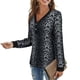 thumbnail image 4 of Puntoco moda mujer cuello pico manga larga camiseta otoño botón estampado blusa tops Puntoco Puntoco-3543, 4 of 6