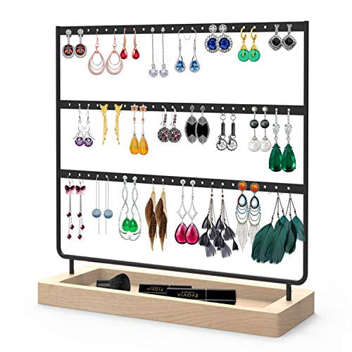 2 Tier Velvet Jewelry Display Shelf Earrings Ring Holder Stud Storage Rack Stand 