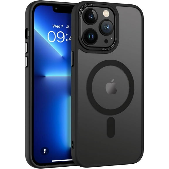 for iPhone 13 Pro Max Case Magnetic[Compatible with Magsafe], Translucent Matte Back Anti-Scratch Full Body Protective Cover Shockproof Phone Case for iPhone 13 Pro Max 6.7", Black