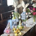 thumbnail image 3 of STPgoods Bella with Tulip Rabbit Easter Figurine 19" (48 cm) Fabric Easter Decoration Standing Decoration Easter Collectible Figurine Holiday Decor Tabletop Favor Figurine, Green and Blue, 3 of 6