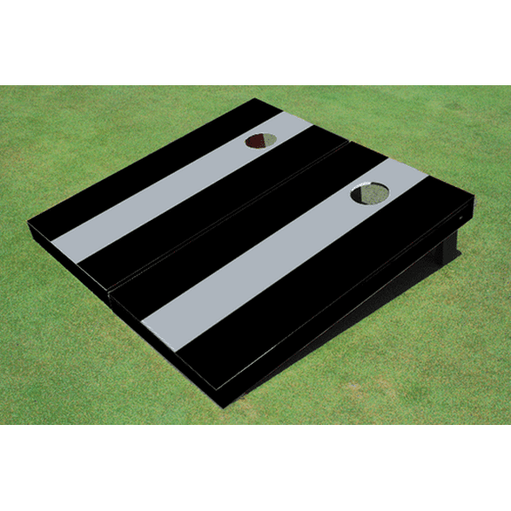 Gray And Black Matching Long Stripe No Stripe Custom Cornhole Board