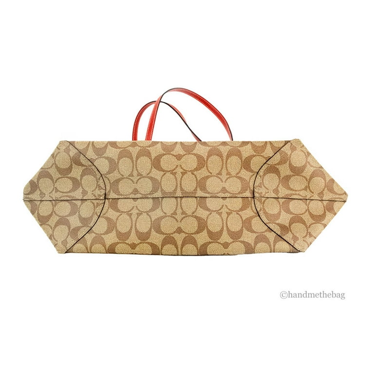 COACH シグネチャー ワイルド ストロベリートートバック CH329 Coach (CH329) Khaki Red Wild Strawberry Coated Canvas City