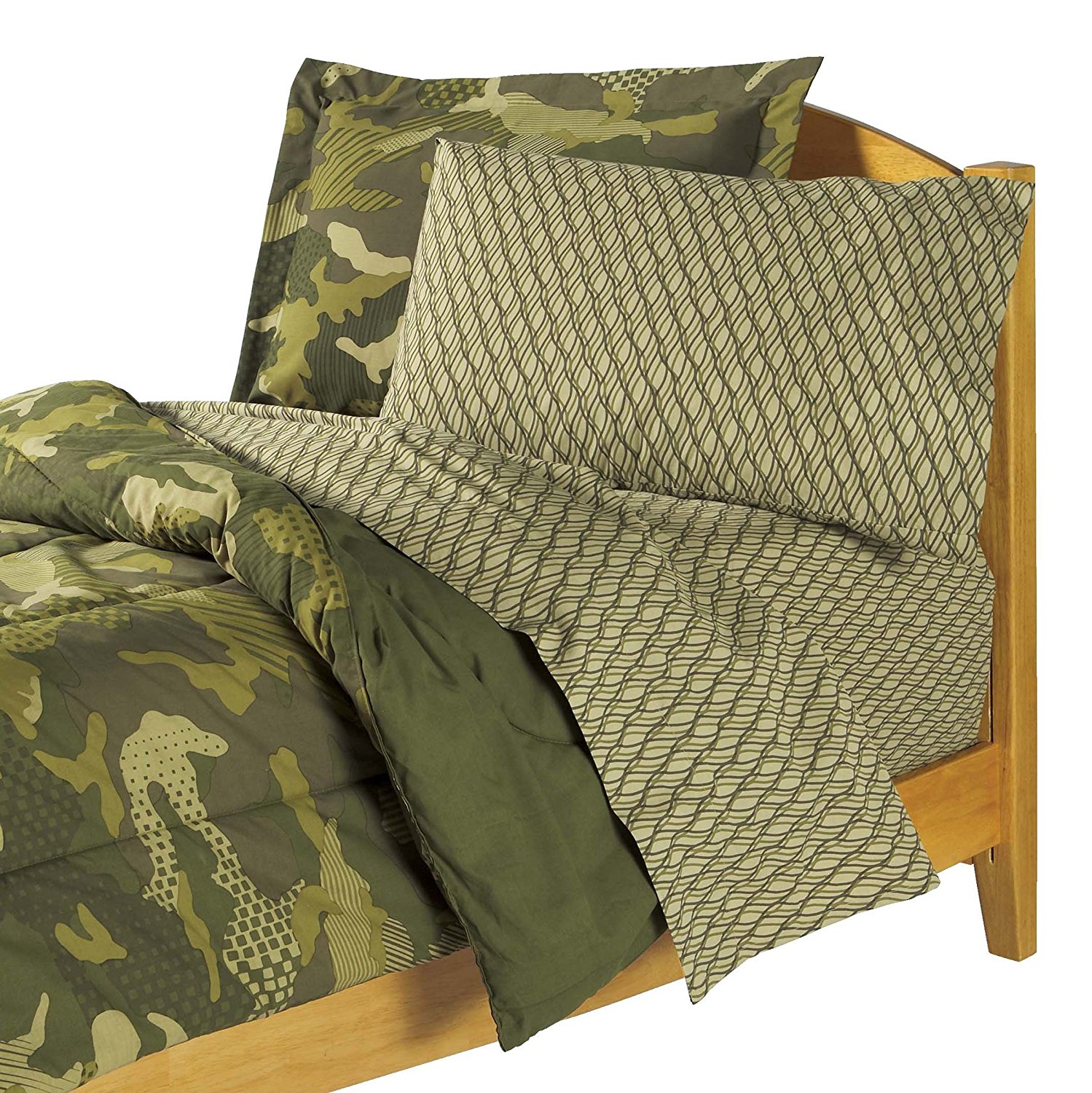 Green Full Dream Factory Geo Camo Army Boys Comforter Set Kids