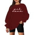 thumbnail image 2 of UFOUND Women Mama Oversized Crewneck Sweatshirt: Momma Embroidered Shirt Funny Mom Letter Print Long Sleeve Pullover Winter Tops Breathable Streetwear, 2 of 5