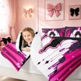 thumbnail image 3 of Homewish Monogrammed A Twin Comforter Sets for Girls, Black Pink Bowknot Bedding Set, Black Reversible, 2 Pieces 1 Comforter and 1 Pillowcase, 3 of 6