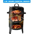 thumbnail image 6 of SOPTY Charcoal Smoker 3-in-1 Outdoor, Portable Charcoal BBQ Grill with Smoker Combo, Built-in Thermometer and Air Vent, 2 Layers Vertical Steel Charcoal Smoker for Outdoor Cooking Camping, Black, 6 of 7
