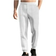 thumbnail image 2 of PNTUTB Men's Fashion Solid Color Jacquard Elastic Waist Drawstring Casual Comfortable Cuffed Pants with Pockets, 2 of 6