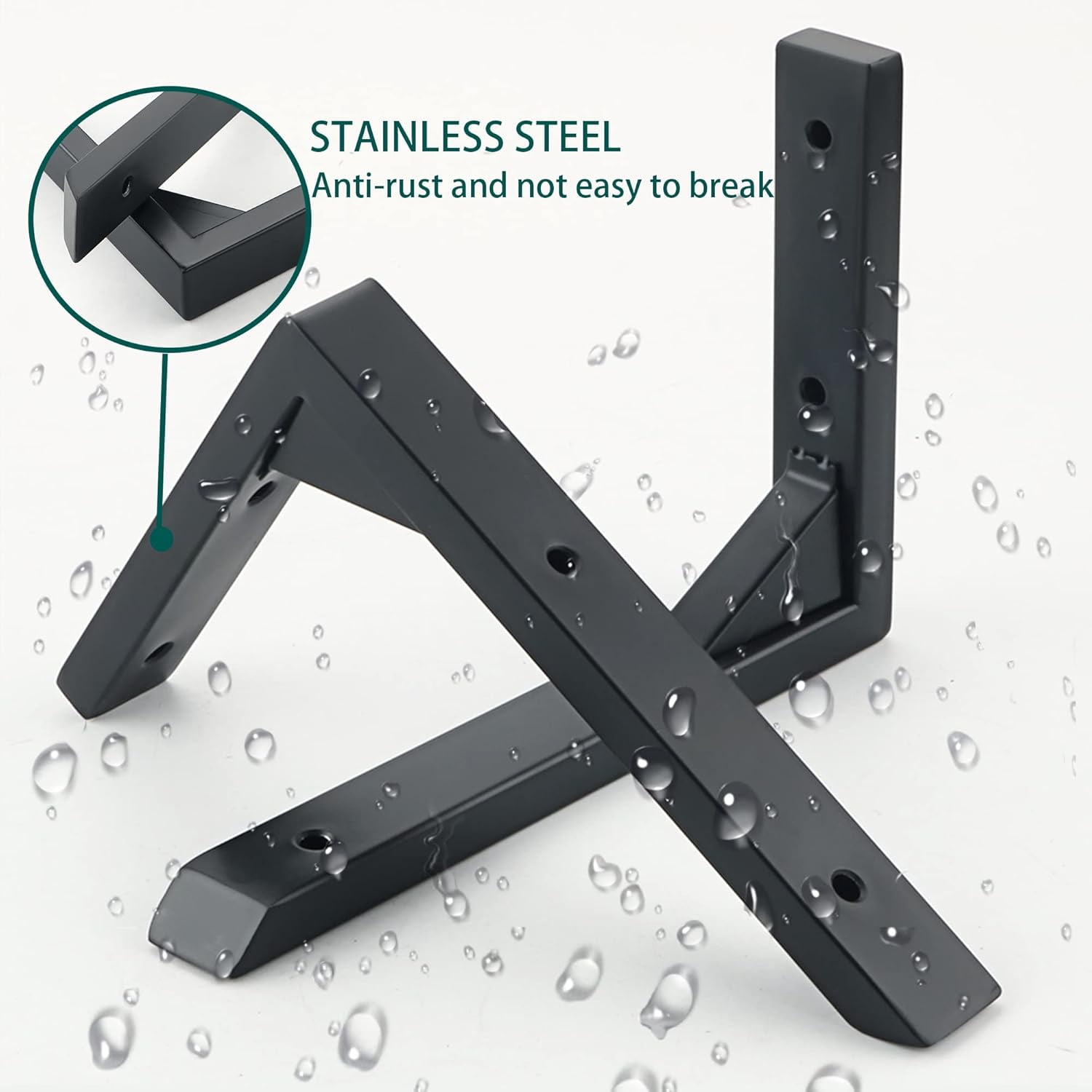 Heavy Duty 6 Inch Shelf Bracket (2-Pack) - Stainless Steel Wall Mounted Support Bracket for Shelves