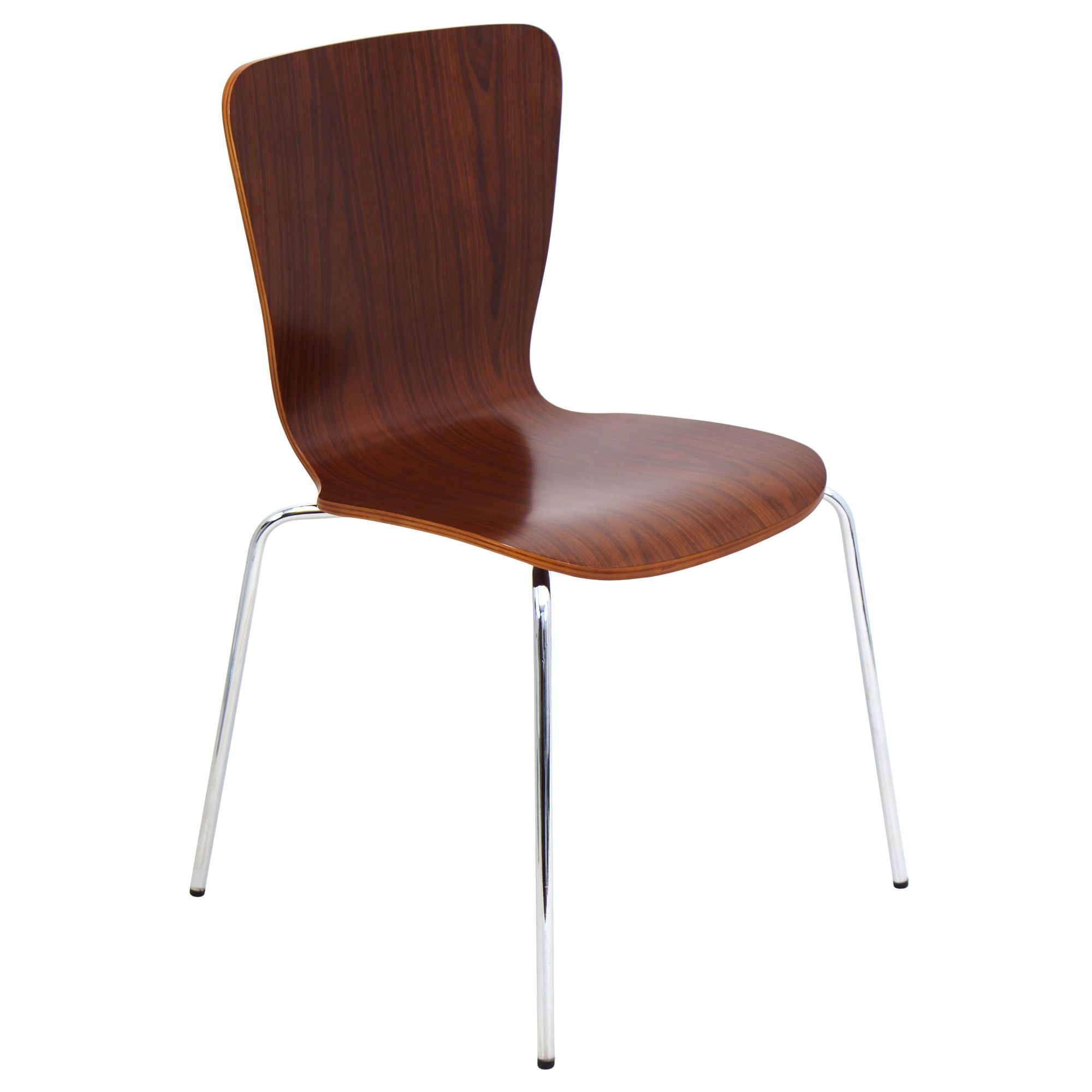 Bentwood Stacker Dining Chair in Walnut with Chrome Legs by LumiSource