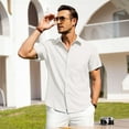 thumbnail image 3 of HAOMEILI Men's Casual Button Down Shirts Short Sleeve Linen Shirts Summer Beach Dress Shirt, 3 of 7