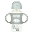 thumbnail image 6 of Dr. Brown's Wide-Neck Sippy Straw Bottles with Silicone Handles, Gray and Pink, 9oz/270ml, 2-Pack, 6 of 10