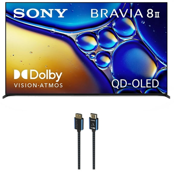 Sony K65XR80M2 65 Inch Bravia 8 QD-OLED 4K HDR Google TV with an Austere 5S-4KHD2-2.5M V-Series 2.5m Premium 4K HDR HDMI Braided Cable (2025)