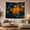 Amber Honeycomb, variant on Dark Honeycomb Grid with Amber Center Band, Moody Abstract Style for Abstract Art Fans, Geometric Wall Decor Housewarming Gift, Tapestry Wall Hanging for Bedroom and Office
