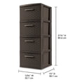 thumbnail image 3 of Sterilite 4 Drawer Weave Tower, Plastic Décor Drawers with Pull Handles, Brown, 3 of 10