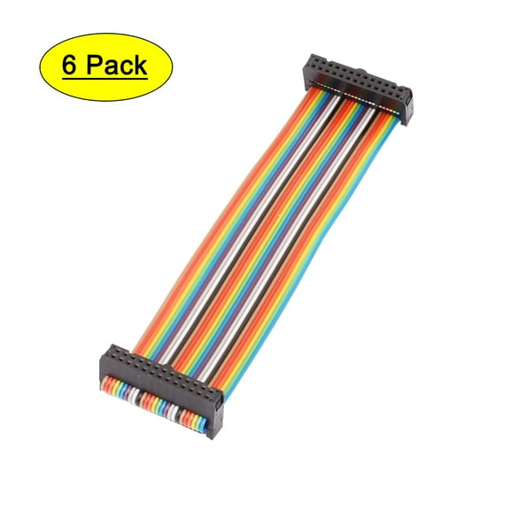6PCS 2.54mm Pitch 26 Pin 26 Way F/F Rainbow IDC Flat Ribbon Cable Connector 15CM
