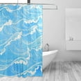 thumbnail image 2 of Coolnut Sea Waves Bath Shower Curtain Liners 72"x72", Polyester Waterproof Bath Curtains with Hooks for Bathroom Decoration, 2 of 5