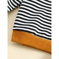 thumbnail image 6 of Qiylii Toddler Baby Sportswear Clothes Set, Striped Patchwork Long Sleeve Sweatshirt Tops and Pants Set for Girls Boy,0-3Years, 6 of 9