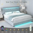 thumbnail image 1 of SIBEDS Soft Velvet Grey LED Bed Frame with Adjustable Headboard and 2 Drawers Pockets, Queen, 1 of 8