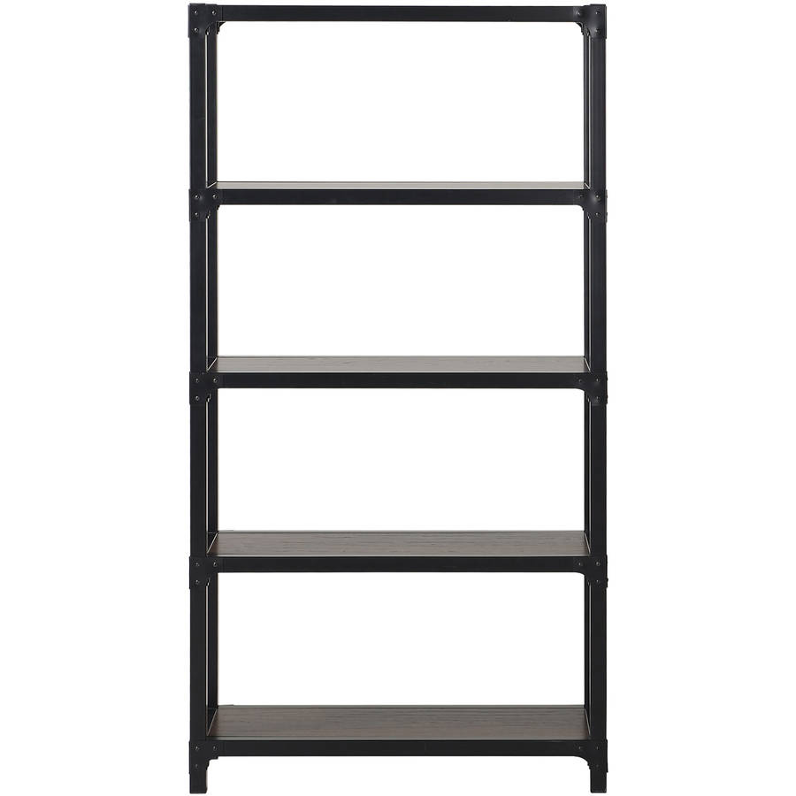 Homestar 4-Shelf Mixed Materials Bookshelf, Multiple Finishes