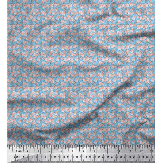Soimoi Rayon Fabric Leaves & Floral Shirting Print Fabric by The Yard 42 Inch Wide