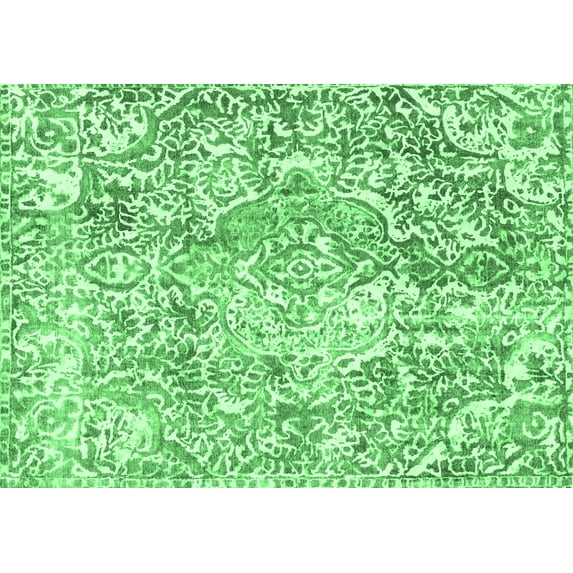 Ahgly Company Indoor Rectangle Abstract Emerald Green Modern Area Rugs, 2' x 3'