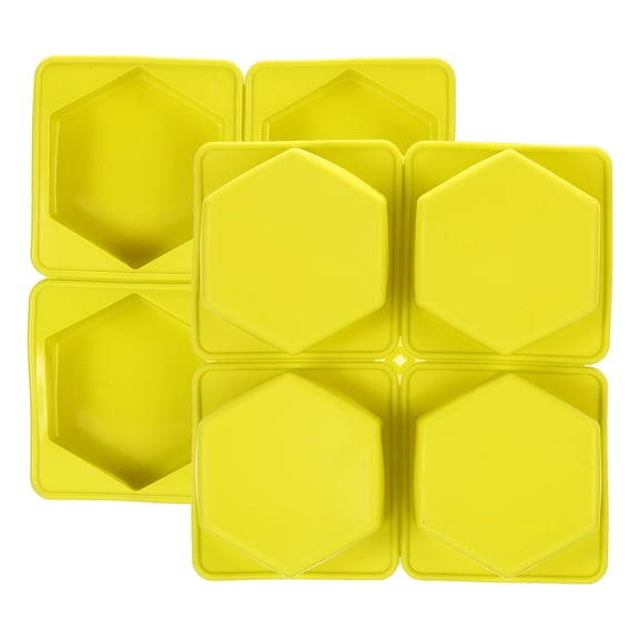Uxcell 4 Compartments Silicone Soap Mold, 2 Pack Hexagon Silicone mold for Handmade Soap Lotion Bars, Cake, Yellow