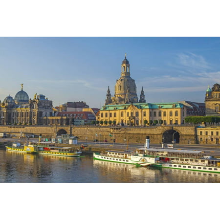 Europe, Germany, Saxony, Dresden, Elbufer (Bank of the River Elbe) with Paddlesteamer Print Wall Art By Chris (Best Bank In Germany)