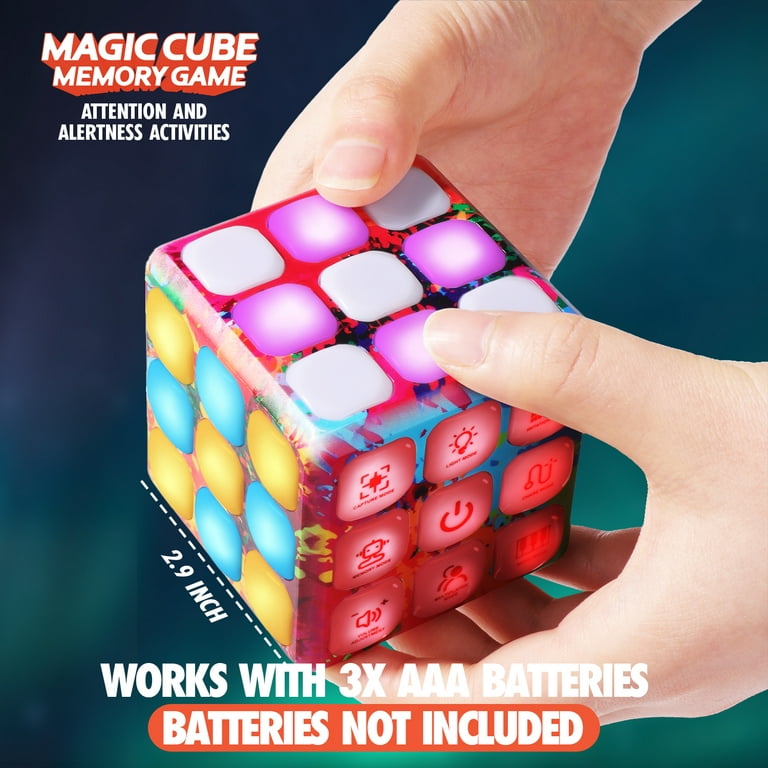 Lilac Electronic Cubik LED Flashing Cube Memory Game - 5 Brain Memory Games  for Kids STEM Sensory Toys Game Puzzle Fidget Light Up Cube Fidget Toy - 